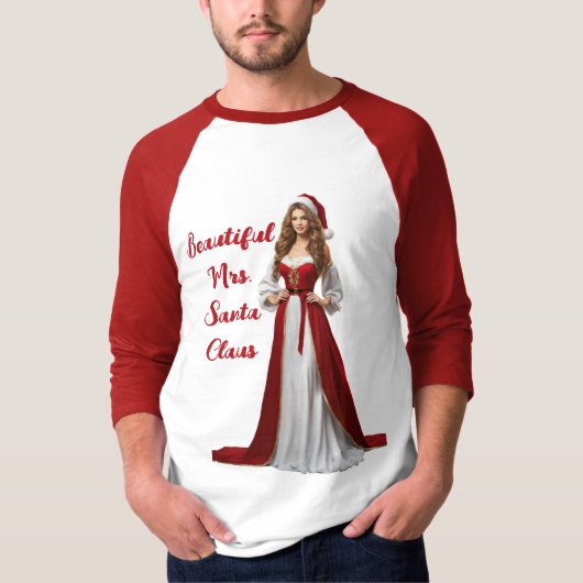 Schöne Frau Santa Claus T-Shirt (Vorderseite)