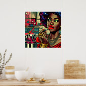 Schöne Frau trägt Lippenstift auf Poster (Küche)