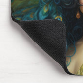 Schöne Frau umgeben von Pfauenfedern Mousepad (Ecke)