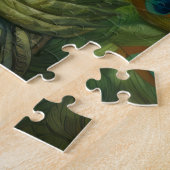 Schöne Frau umgeben von Pfauenfedern Puzzle (Seite)