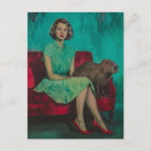 Schöne Frau und Capybara auf dem Sofa Postkarte (Vorderseite)