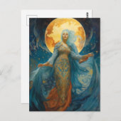 Schöne Frau und Mondfantasie Kunst, Dichtung und M Postkarte (Vorne/Hinten)