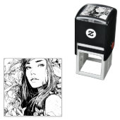 Schöne Frau und Orangen Permastempel (Beispiel)