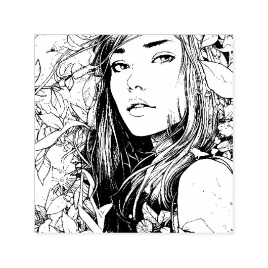 Schöne Frau und Orangen Permastempel (Design)