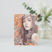 Schöne Frau und Orangen Postkarte (Stehend Vorderseite)