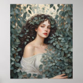 Schöne Frau unter Eukalyptus-Blätter Poster (Vorne)