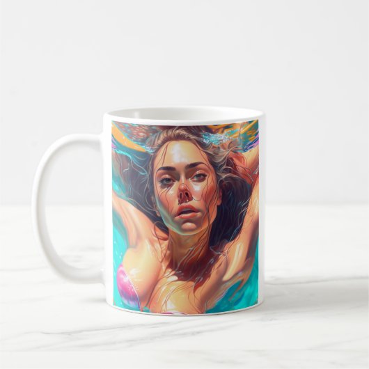 Schöne Frau unter Wasser Kunst Kaffeetasse (Links)