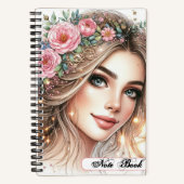 schöne Frau Wasser Farbe Kunst Spiralfilm Notizblock (Vorderseite)
