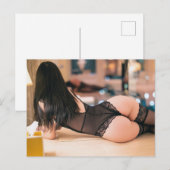 Schöne Frauen in Black Lace Foto Postkarte (Vorne/Hinten)