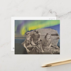 Schöne Frauen in einem Boot Nordlichter  Postkarte
