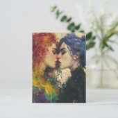 Schöne Frauen in Liebe Küssen Postkarte (Stehend Vorderseite)
