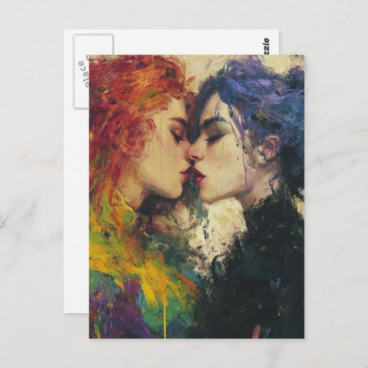 Schöne Frauen in Liebe Küssen Postkarte (Vorne/Hinten)