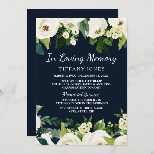 Schöne Frauen in liebenswertem Gedächtnisdienst Einladung (Vorne/Hinten)