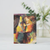 Schöne Frauen küssen Mixed Media Collage Postkarte (Stehend Vorderseite)