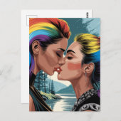 Schöne Frauen küssen Postkarte (Vorne/Hinten)