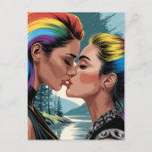 Schöne Frauen küssen Postkarte (Vorderseite)