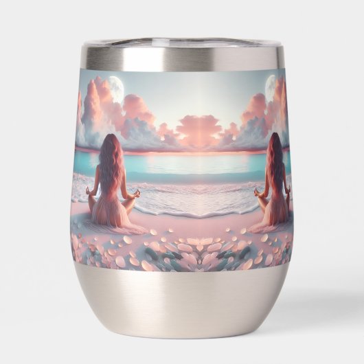 Schöne Frauen meditieren auf Beach Blank (Rückseite)