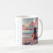 Schöne Frauen meditieren auf Beach Blank Kaffeetasse (VorderseiteRechts)