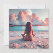 Schöne Frauen meditieren auf Beach Blank Karte (Vorderseite)