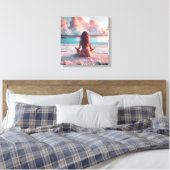Schöne Frauen meditieren auf Beach Blank Leinwanddruck (Insitu (Schlafzimmer))