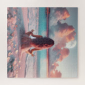 Schöne Frauen meditieren auf Beach Blank Puzzle (Horizontal)