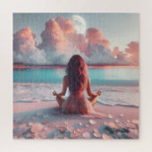 Schöne Frauen meditieren auf Beach Blank Puzzle (Vertikal)