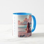 Schöne Frauen meditieren auf Beach Blank Tasse (VorderseiteRechts)