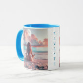 Schöne Frauen meditieren auf Beach Blank Tasse (Vorderseite Links)