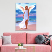 Schöne Frauen mit Angel Wings am Strand Leinwanddruck (Insitu (Wohnzimmer))
