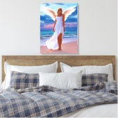 Schöne Frauen mit Angel Wings am Strand Leinwanddruck (Insitu (Schlafzimmer))