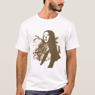 Schöne Frauenporträt-Abstraktes Muster T-Shirt