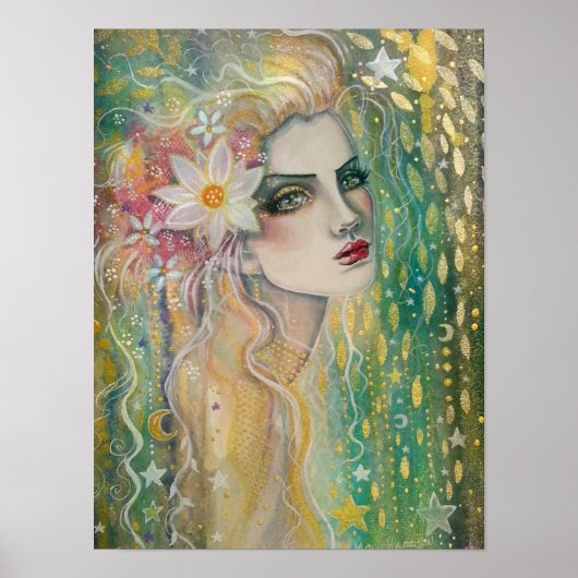 Schöne Frauenporträt-Fantasy-Kunst Poster (Vorne)