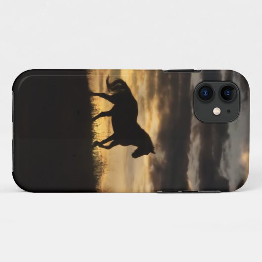 Schöne Free Horse Sunset Silhouette Case-Mate iPhone Hülle (Rückseite (Horizontal))