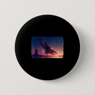 Schöne Freiheitsstatue mit Adler für Erwachsene un Button