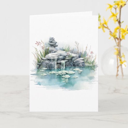 Schöne Friedliche Wasserfall Blank Gruß Karte (Gelbe Blume)