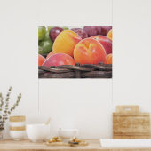 Schöne frische Früchte in einem Korb Poster (Küche)