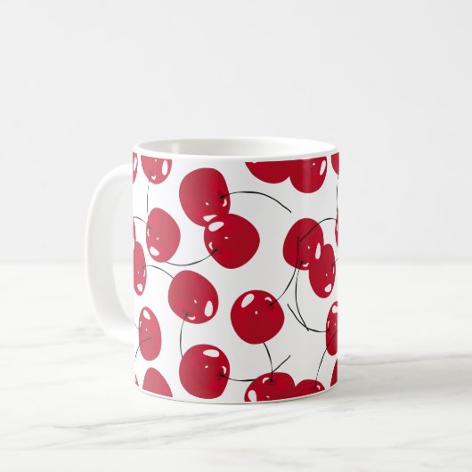 Schöne frische Red Cherry Themed Kaffeetasse (Vorderseite Links)