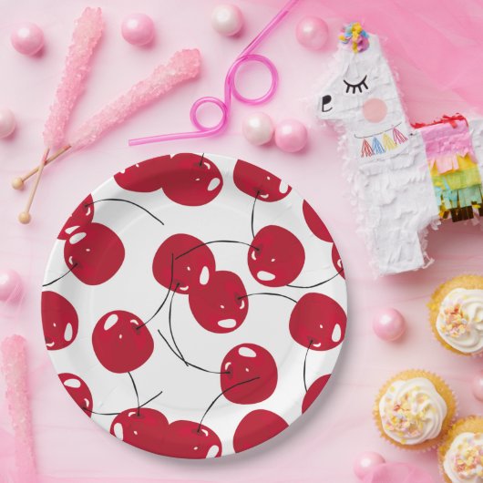 Schöne frische Red Cherry Themed Pappteller (Party)