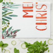 Schöne "Frohe Weihnachten" Berry und Branches  Geschirrtuch (Gefaltet)