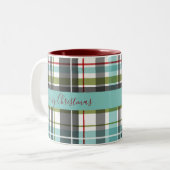Schöne frohe Weihnachten Tartan Zweifarbige Tasse (Vorderseite Links)
