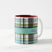 Schöne frohe Weihnachten Tartan Zweifarbige Tasse (VorderseiteRechts)