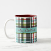 Schöne frohe Weihnachten Tartan Zweifarbige Tasse (Links)