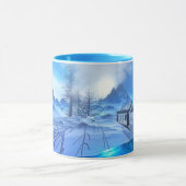 Schöne Frosty Blue Winter Snow Scene Kaffee Tasse (Zentrum)