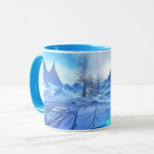 Schöne Frosty Blue Winter Snow Scene Kaffee Tasse
