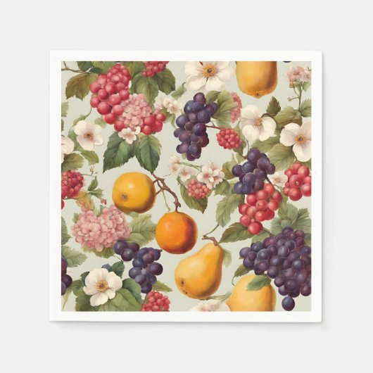 Schöne Früchte und zarte Blume im französischen St Serviette (Vorderseite)