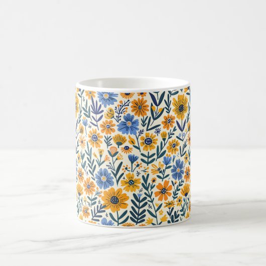 Schöne Frühlinggelbe Wildblumen Kaffeetasse (Mittel)