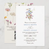 Schöne Frühlings-Wildblumenwiese QR-Code-Hochzeit Einladung (Vorne/Hinten)