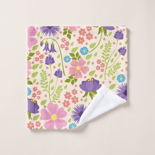 Schöne Frühlingsblumen Badhandtuch Set (Waschlappen)