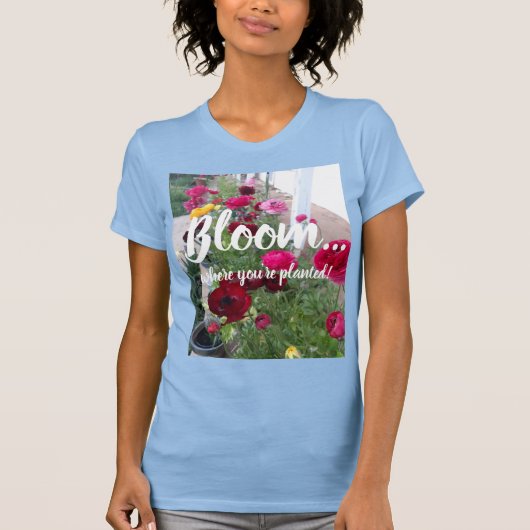 Schöne Frühlingsblumen Blüten Frauen blau T Shirt (Vorderseite)
