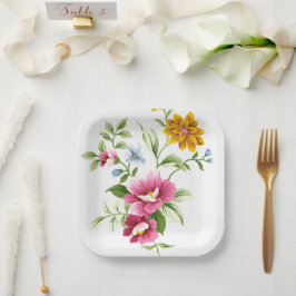Schöne Frühlingsblumen Hochzeit Pappteller